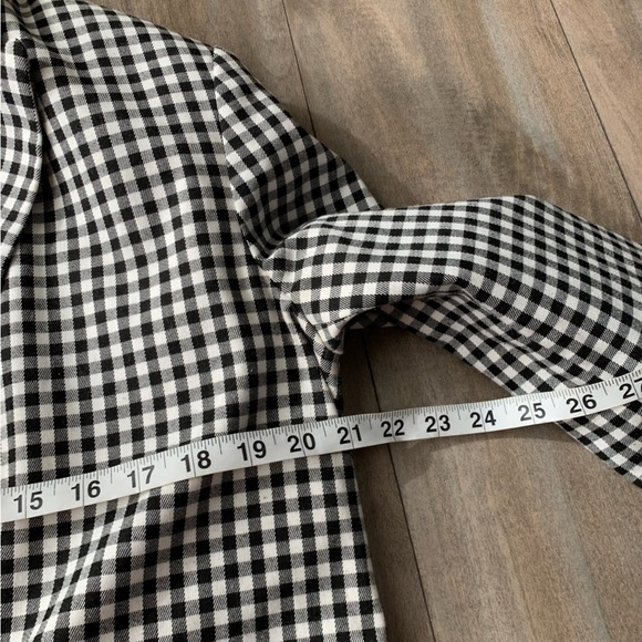 Zara oversized double breasted plaid blazer jacket white black size medium - Picture 5 of 7